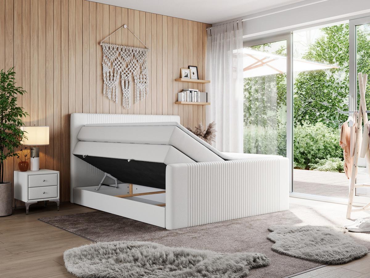 BOXSPRINGBETT KING DOREN 200/200 Weiß Kunstleder - H3 - Weiß, Holz/Textil (200/200cm) - MKS