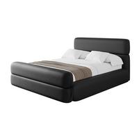 POLSTERBETT mit Bettkasten, Fußteil und Lattenrost, Boxbett ohne Matratze - ENORA-Z 180x200 Schwarz Kunstleder - Schwarz Hochglanz, Holzwerkstoff/Textil (180/200cm) - ALTDECOR
