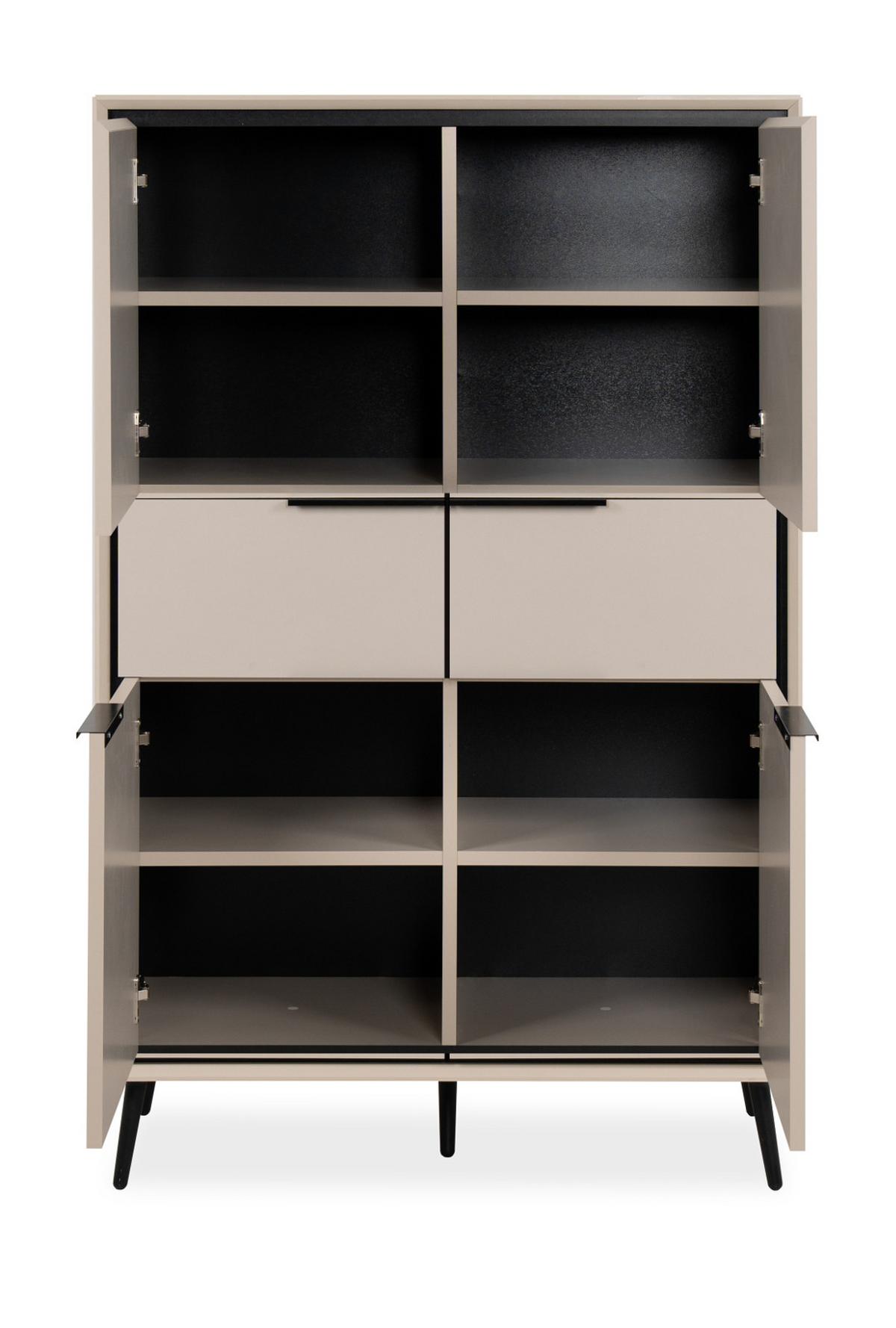 HIGHBOARD Sand und Schwarz 90 x 140 cm, Schrank mit Soft-Close-Funktion - Sandfarben/Schwarz, Holzwerkstoff/Kunststoff (90/140/38cm) - Furn.Design
