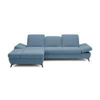 ECKSOFA FELICE L-S Blau Geflochtener Stoff mit Schlaffunktion - Hellblau, Holz (284/166cm) - MASSENO