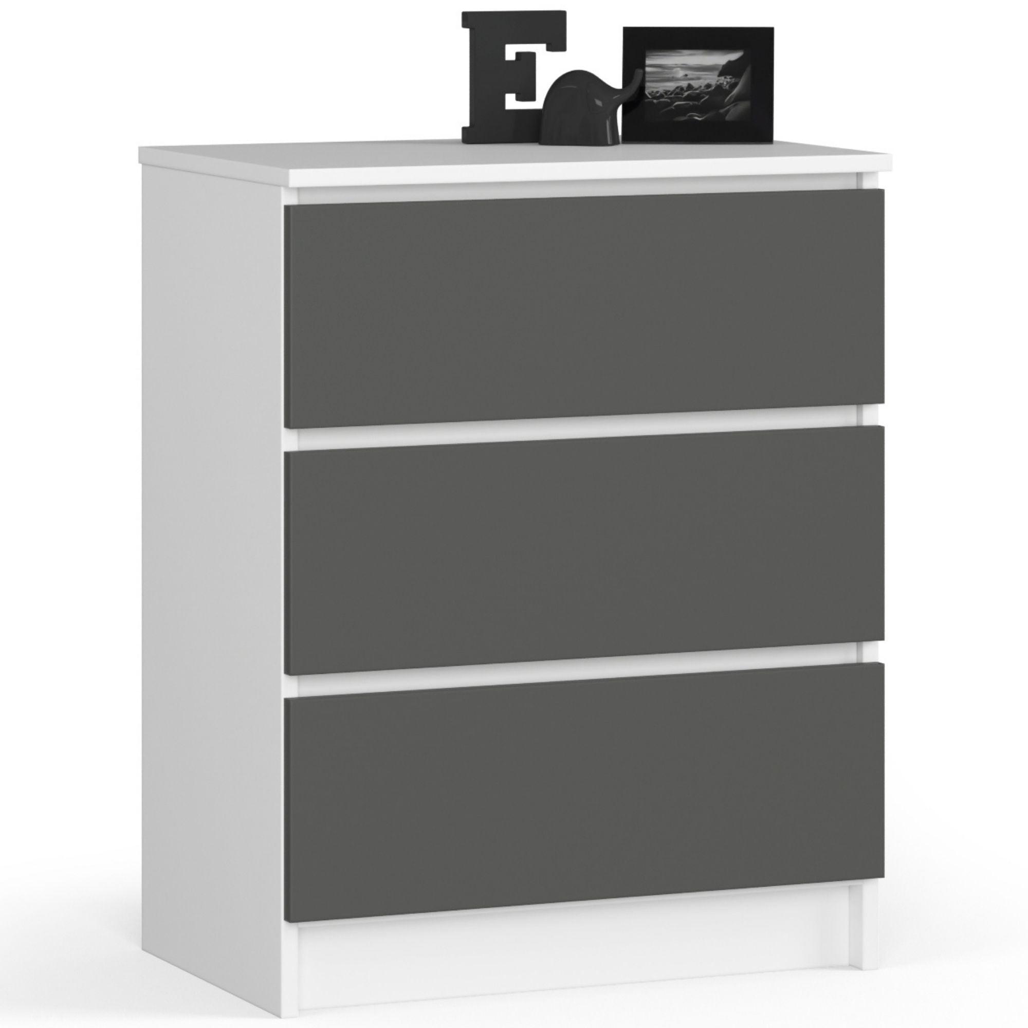 KOMMODE Weiß, Graphit Grau 77/60/40 - Weiß, Holzwerkstoff (60/77/40cm) - RAUMHIRSCH FURNITURE