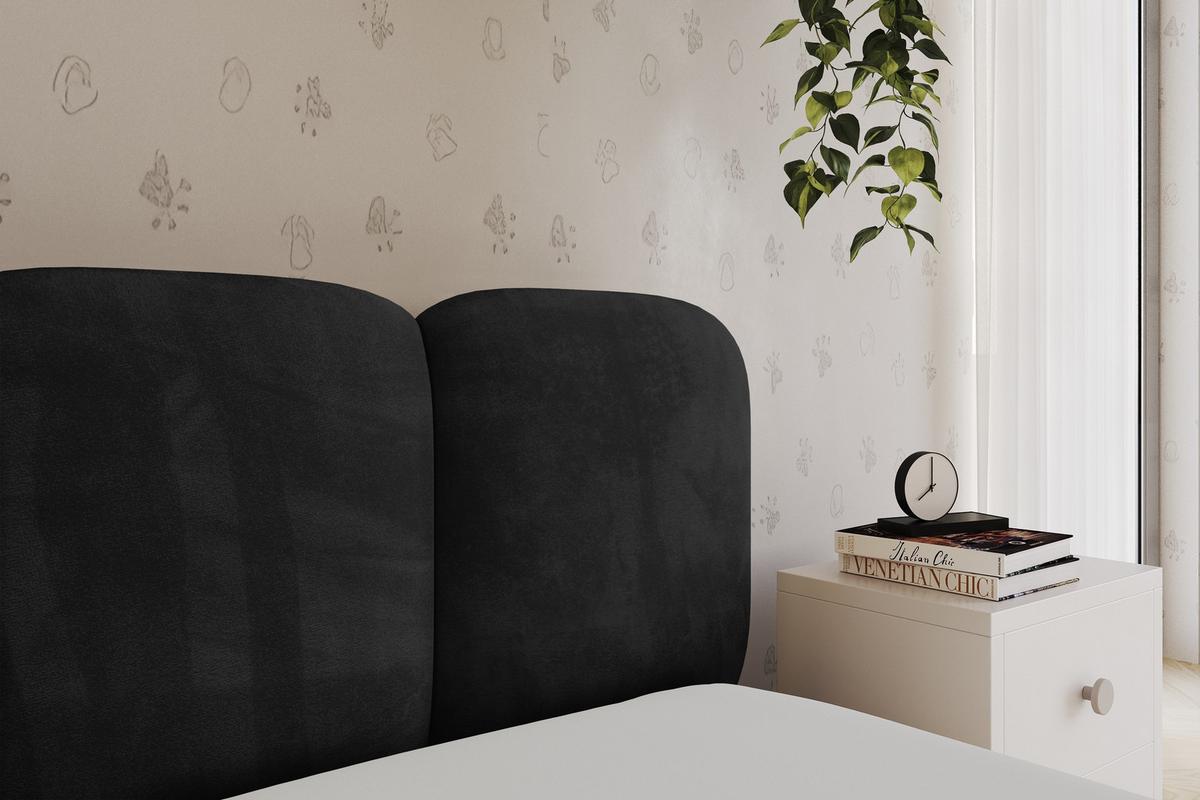 EINZELLBETT Jugendbett mit Bettkasten, Links - AVRY 80x200 Schwarz - Schwarz, Holzwerkstoff/Textil (80/200cm) - ALTDECOR