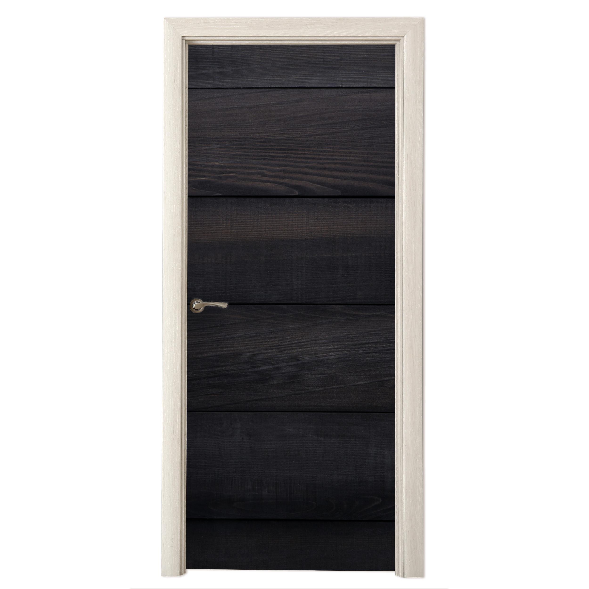 TÜRAUFKLEBER Schwarzer Hintergrund mit einer Plankenstruktur 90x235 cm - Türtapete - Schwarz, Kunststoff (90/0.1cm) - MuchoWow
