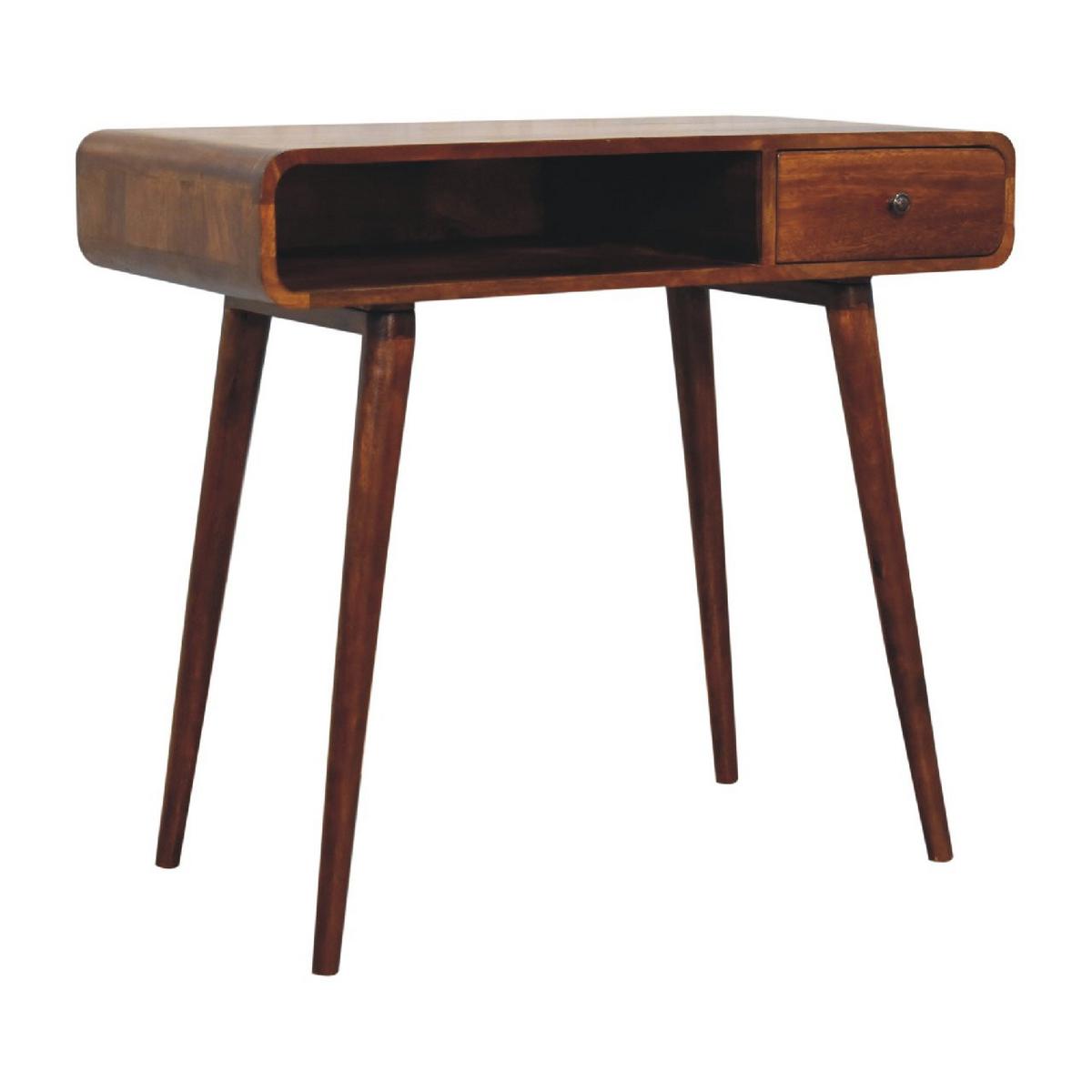 SCHREIBTISCHE aus Massivholz, 1 Schublade, 1 Offenes Fach, Braun - Kastanienfarben/Messingfarben, Holz/Metall (45/90/80cm) - Artisan Furniture