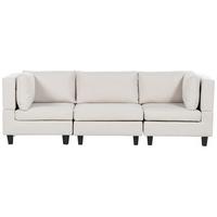 3-SITZER-SOFA Leinenoptik hellbeige Unstad - Beige/Schwarz, Textil (228/72/76cm) - Beliani