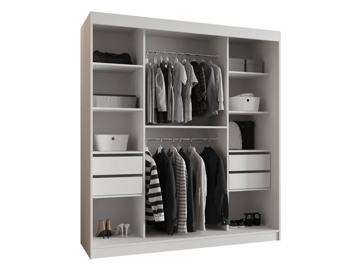 SCHWEBETÜRENSCHRANK Selfie 180 cm mit Schubladen - Silberfarben/Nussbaumfarben, Holzwerkstoff/Kunststoff (180/200/62cm) - MIRJAN24