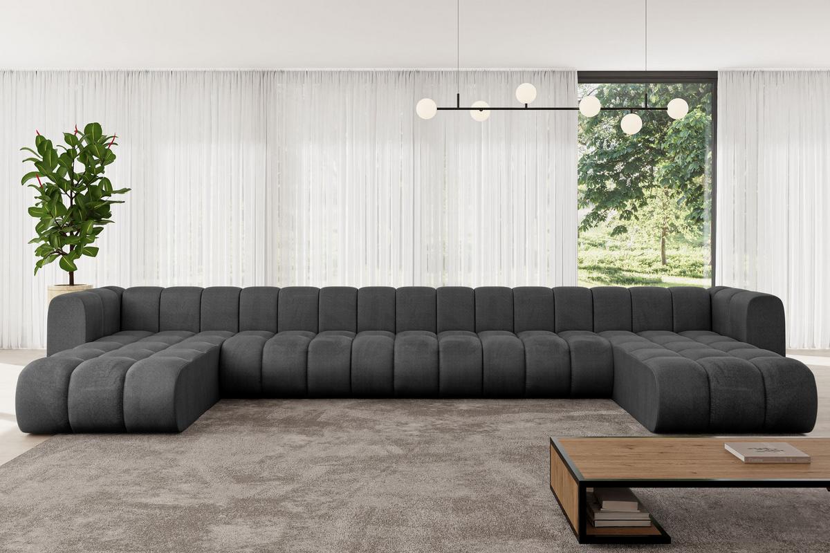 WOHNLANDSCHAFT modulares Sofa Joren-U3 - 501x177x70 cm Schwarz - Schwarz, Holzwerkstoff/Textil (501/70/177cm) - ALTDECOR