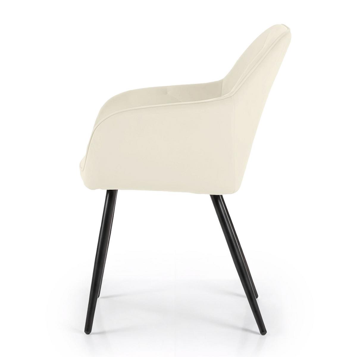 POLSTERSTUHL 4er Set, Metallbeine Creme, Schwarz 54,5/82,5/58 - Creme/Schwarz, Textil (55/83/50cm) - RAUMHIRSCH FURNITURE