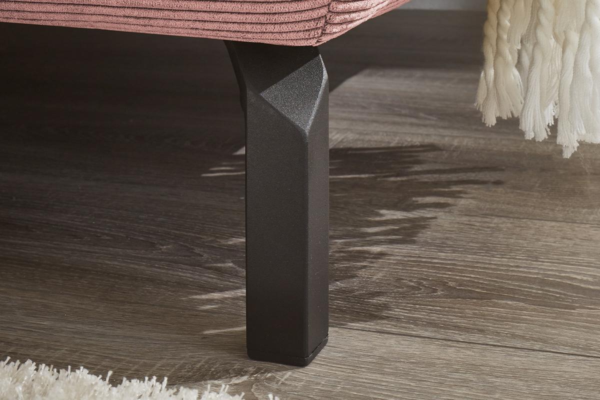 ECKSOFA MIT MOTORISCHEM SITZVORZUG DELIA Pink Cord Relaxfunktion - Schwarz/Rosa, Textil/Metall (276/219cm) - KAWOLA