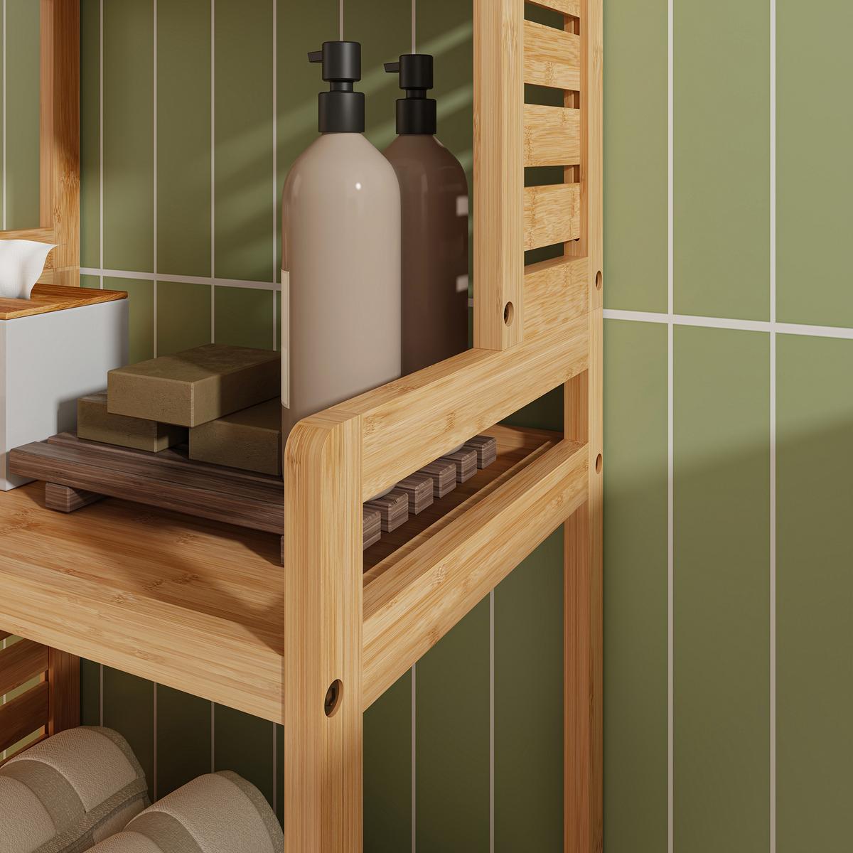 BADEZIMMERREGAL Forssa - Naturfarben, Holz (42/165/28cm) - [en.casa]