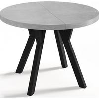 ESSTISCH Twixy runder ausziehbarer, Grauer Beton 90-170/90/76 cm - Hellgrau/Schwarz, Holz/Holzwerkstoff (90/170/76cm) - WFL GROUP