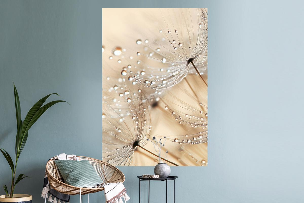 WANDTATTOO Löwenzahn - Abstrakt - Natur - Beige Wandaufkleber 80x120 cm - Braun, Kunststoff (80/120/0.1cm) - MuchoWow