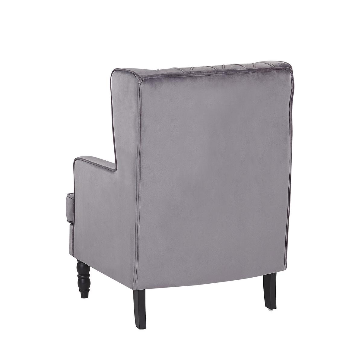 SESSEL Samtstoff grau plus Hocker Sandset - Grau, Textil (72/101/75cm) - Beliani