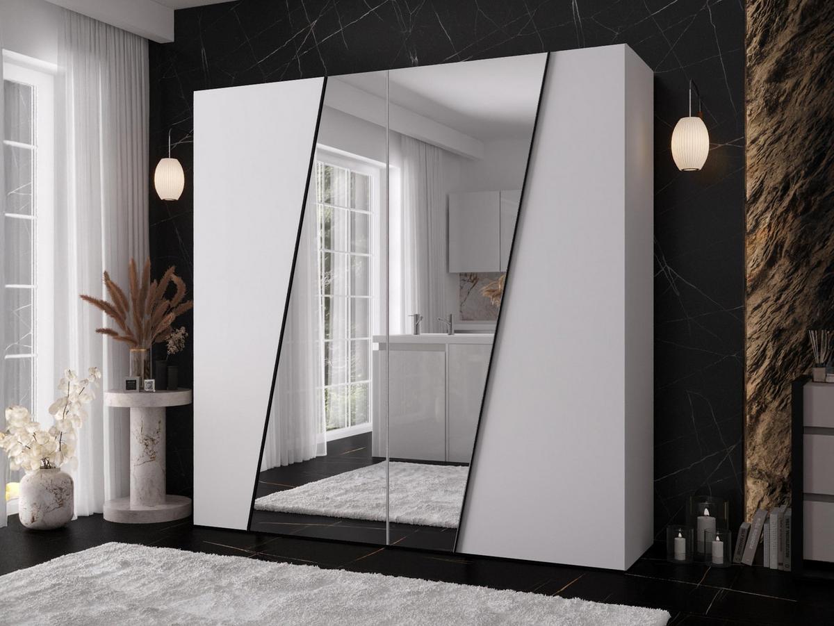 DREHTÜRENSCHRANK Zen 2L 200 cm - Schwarz/Weiß, Holzwerkstoff/Kunststoff (200/202/50cm) - MIRJAN24