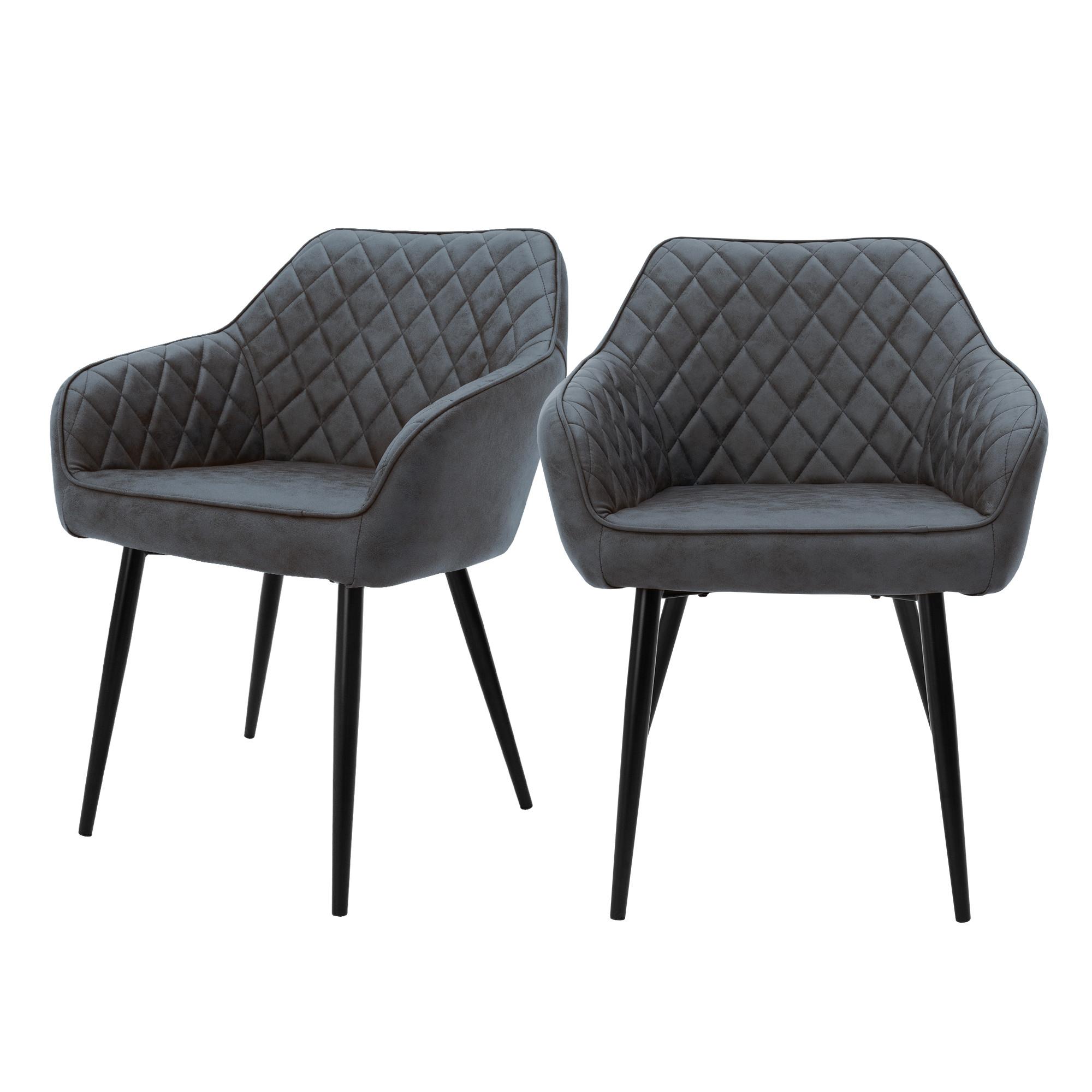 ESSZIMMERSTUHL 2er Set Anthrazit Kunstleder - Anthrazit/Schwarz, Kunststoff/Metall (63/80/60cm) - ML-DESIGN