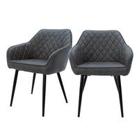 ESSZIMMERSTUHL 2er Set Anthrazit Kunstleder - Anthrazit/Schwarz, Kunststoff/Metall (63/80/60cm) - ML-DESIGN