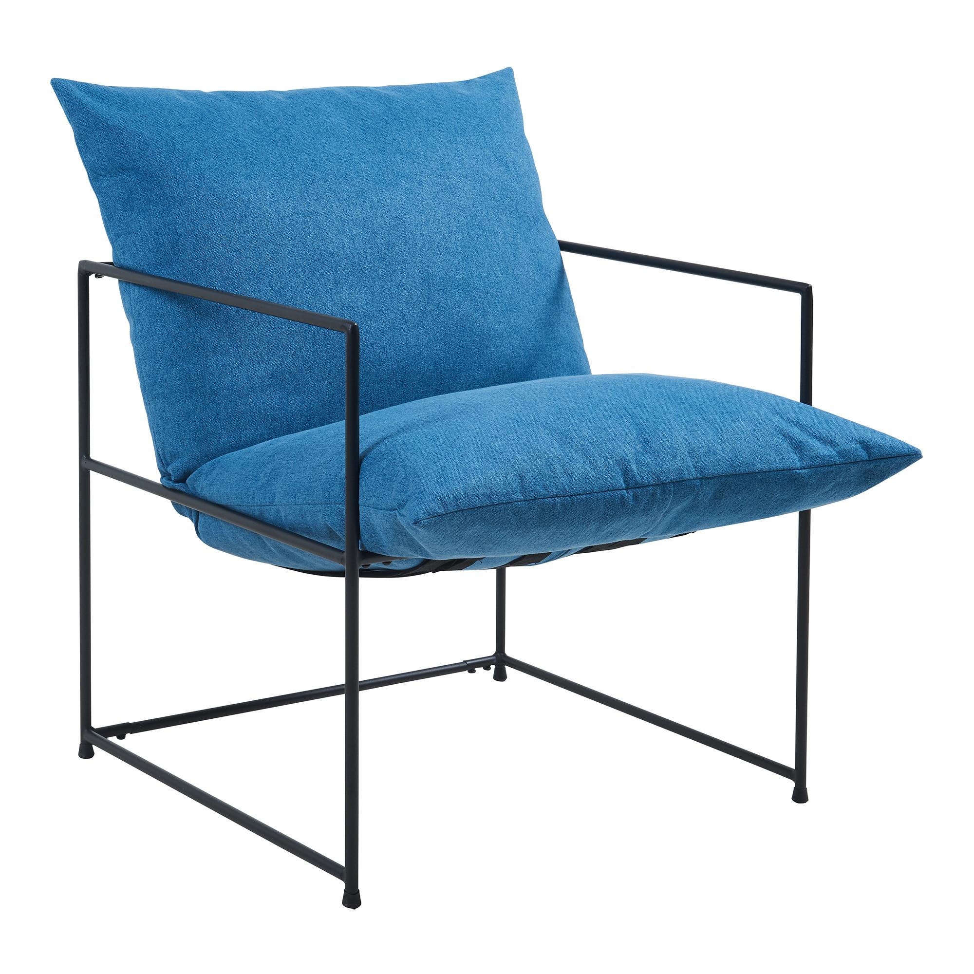 SESSEL Utsjoki - Blau/Schwarz, Textil/Metall (61/90/70cm) - [en.casa]