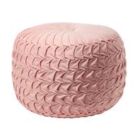SAMT-POUF Grace rosa, plissiert in Flechtoptik, 50/50/35 cm - Altrosa, Textil (50/35/50cm) - Homescapes