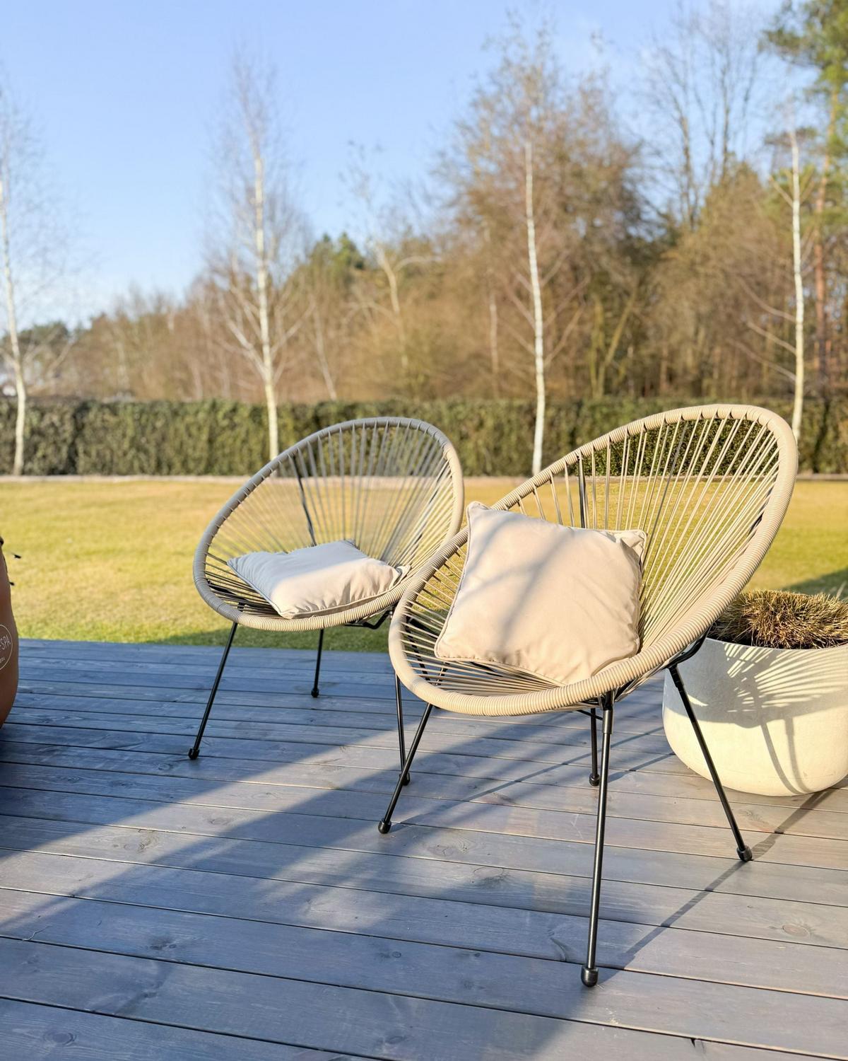 RATTANSTUHL Kunststoff hellgrau 70 cm Acapulco II - Hellgrau/Schwarz, Kunststoff (70/87/90cm) - Beliani