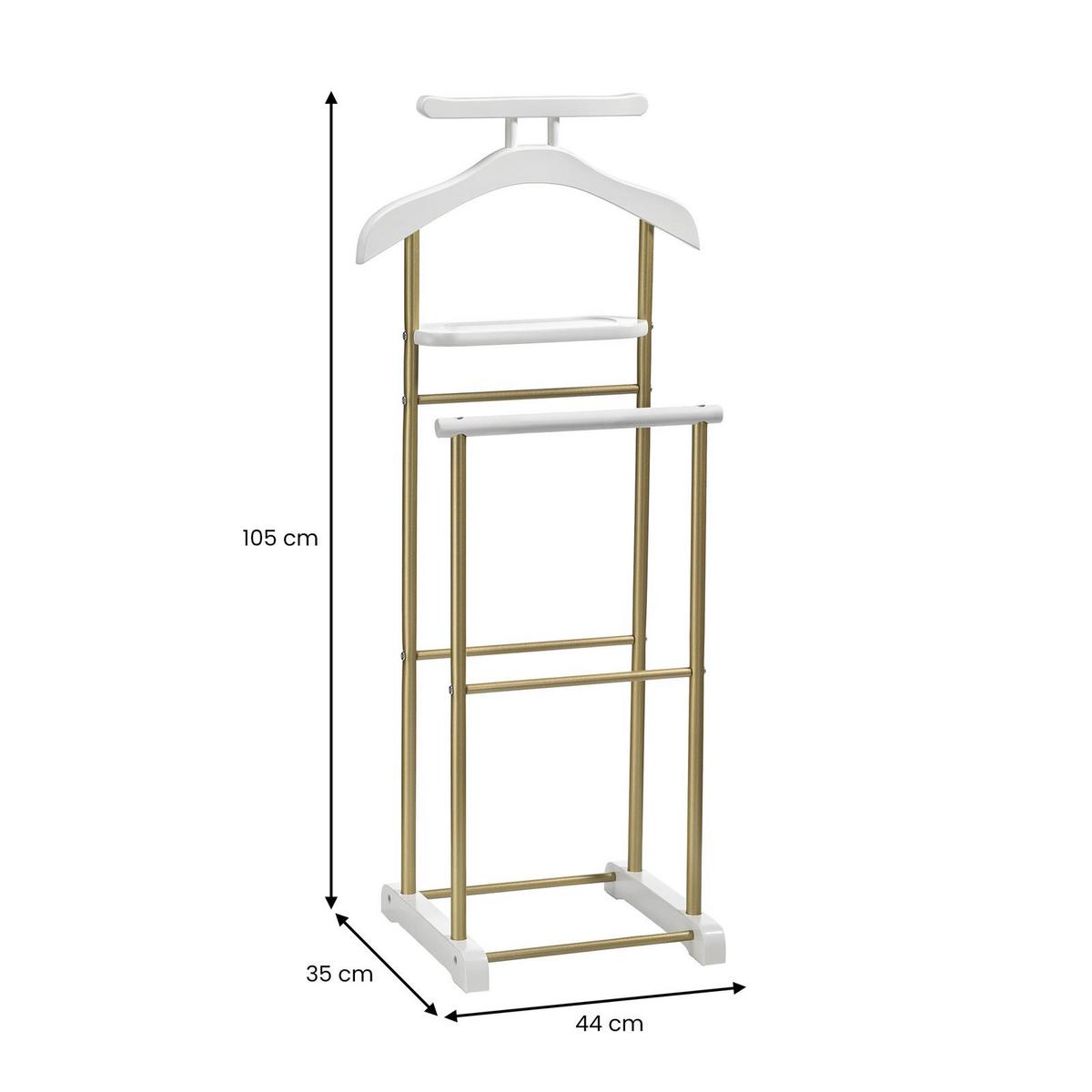 HERRENDIENER MEDINA weiß/gold - Goldfarben/Weiß, Metall (44/105/35cm) - IDIMEX