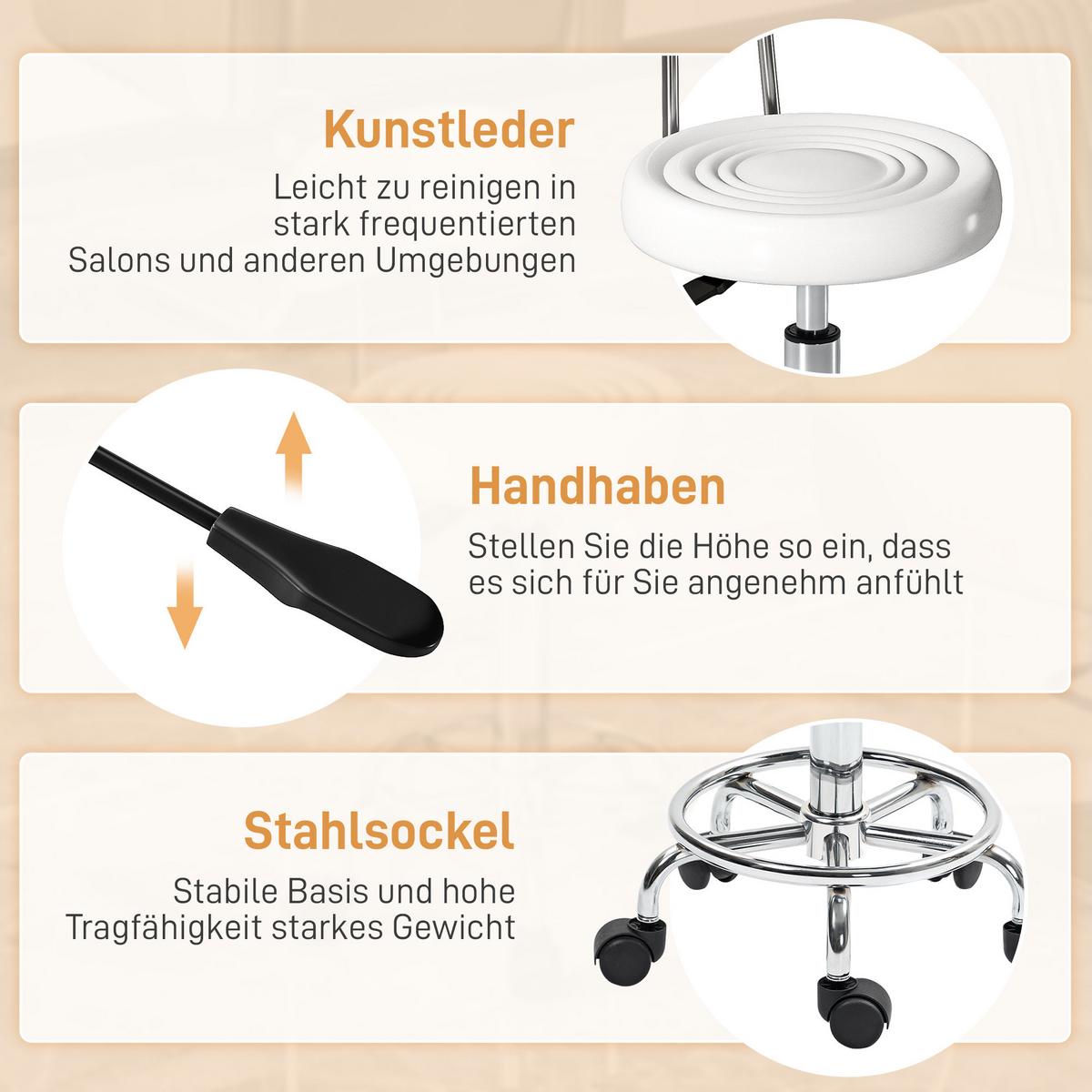 ROLLHOCKER Polyester Stahl Weiß - Silberfarben/Weiß, Kunststoff/Metall (32/86/40cm) - HOMCOM
