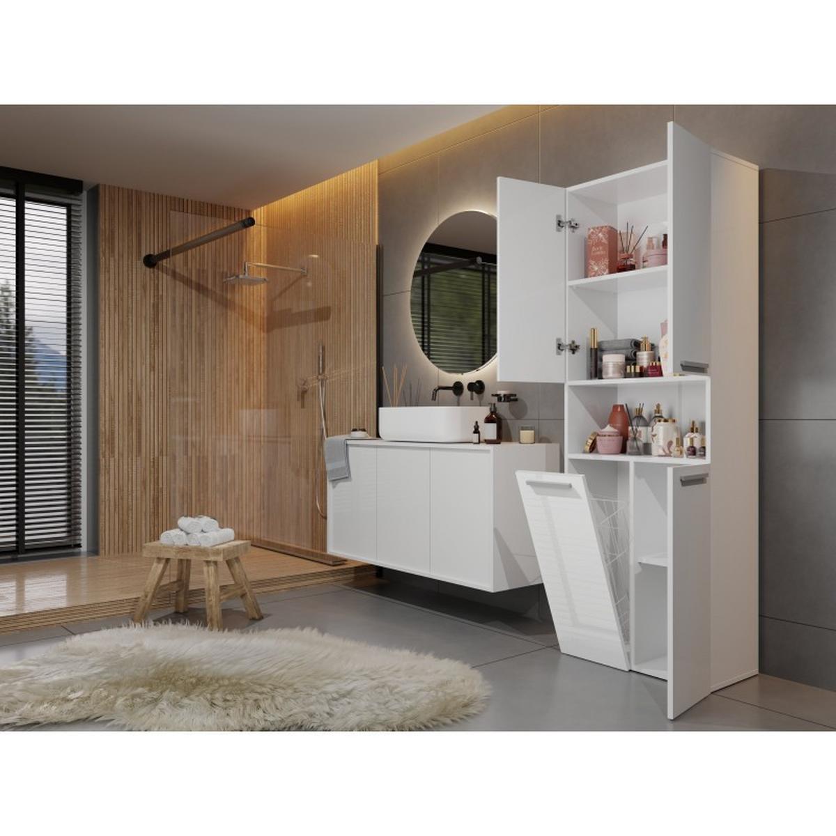 BADEZIMMERSCHRANK Weiß, Hochglanz Weiß 60/174/30 - Weiß, Holzwerkstoff (60/174/30cm) - RAUMHIRSCH FURNITURE