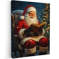 LEINWANDBILD Weihnachtsmann - Weihnachten - Winter - Weihnachtsbaum Wandbild Wohnzimmer 60x80 cm - Bordeaux, Textil (60/80cm) - MuchoWow