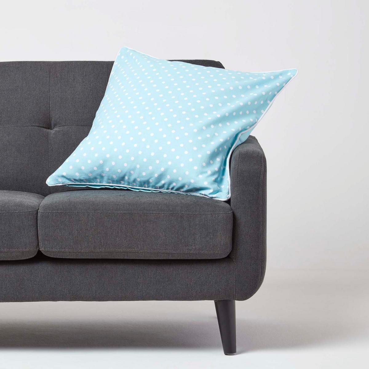KISSENHÜLLE Polka Dots 60/60 cm, 100% Baumwolle - Blau, Textil (60/60cm) - Homescapes