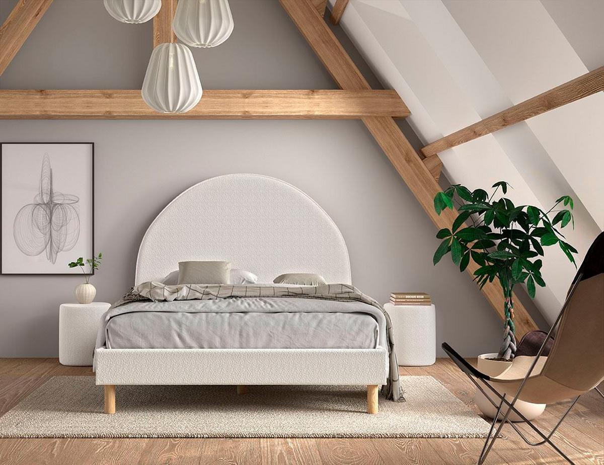 POLSTERBETT mit Hocker Karlotta 147x132x212 aus Holzwerkstoff in Weiß - Weiß, Holzwerkstoff (140/200cm) - 58aufmkessel