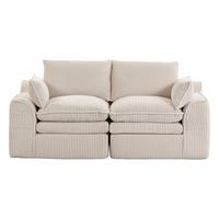 2-SITZER SOFA cordstoff mit seitentaschen & federkern - Beige, Textil (191/85/94cm) - Urban Meuble