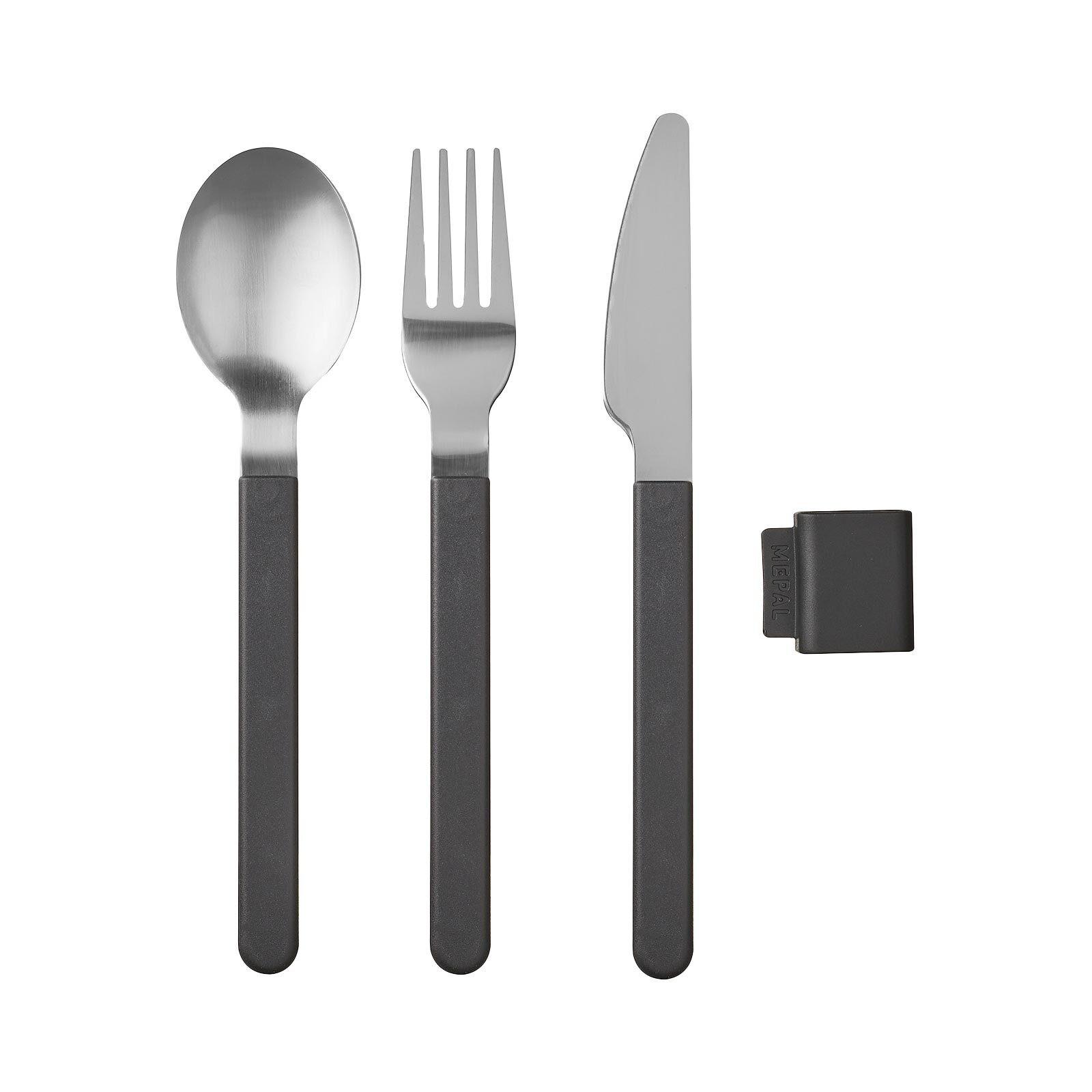 BESTECK-SET Silueta Nordic Black - Schwarz, Kunststoff/Metall - Mepal