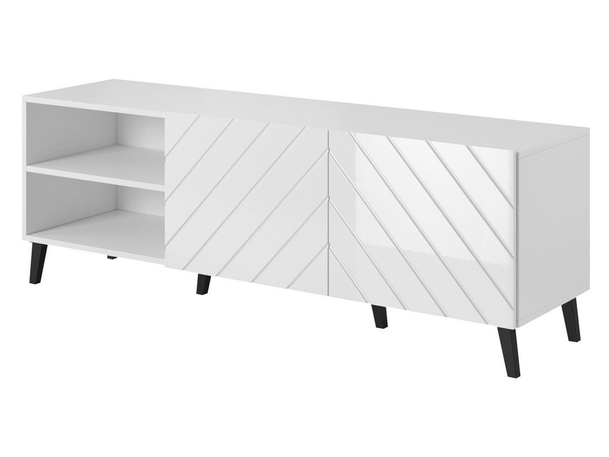TV-LOWBOARD Abeto 150 - Weiß Hochglanz/Schwarz, Holzwerkstoff/Kunststoff (150/52/42cm) - MIRJAN24