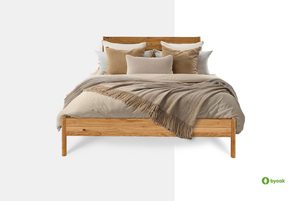 BETTGESTELL INA 120x190 Wildeiche - Mokka, Holz (120/190cm) - byoak