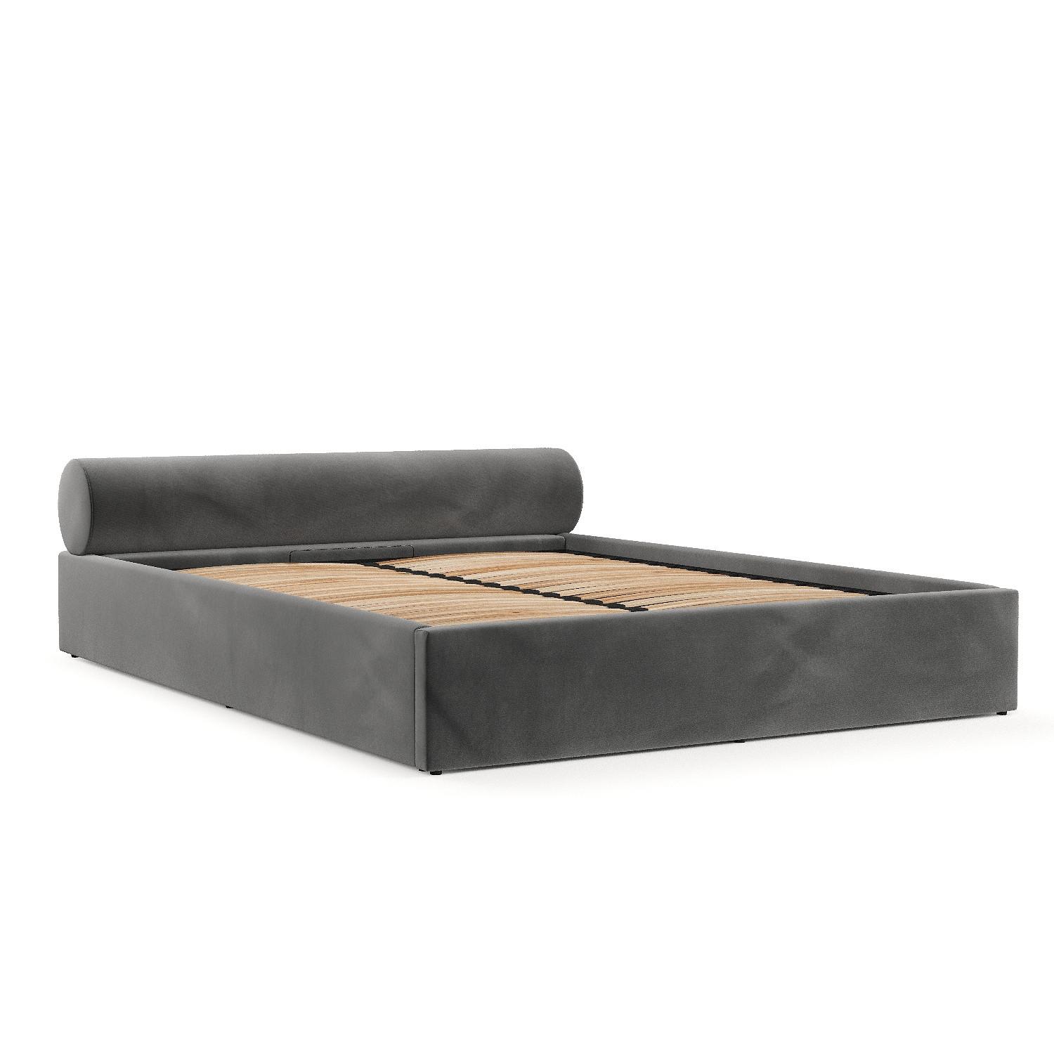 POLSTERBETT Solvo mit Stauraum 180/200 cm Stahl im Kronos Stoff - Schwarz/Naturfarben, Holz/Holzwerkstoff (180/200cm) - AltaBeds