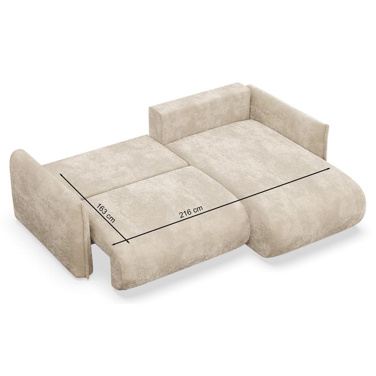 ECKSOFA Cushi Beige-Chenille - Beige/Schwarz, Kunststoff/Textil (183/252cm) - Selsey