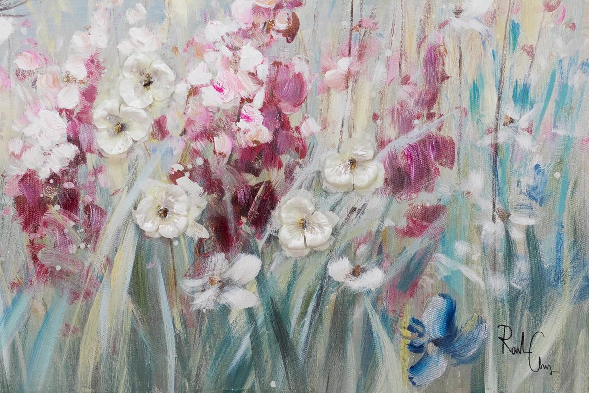 ACRYLBILD HANDGEMALT 80/80 cm - Blau/Pink, Holz/Textil (80/80cm) - KUNSTLOFT