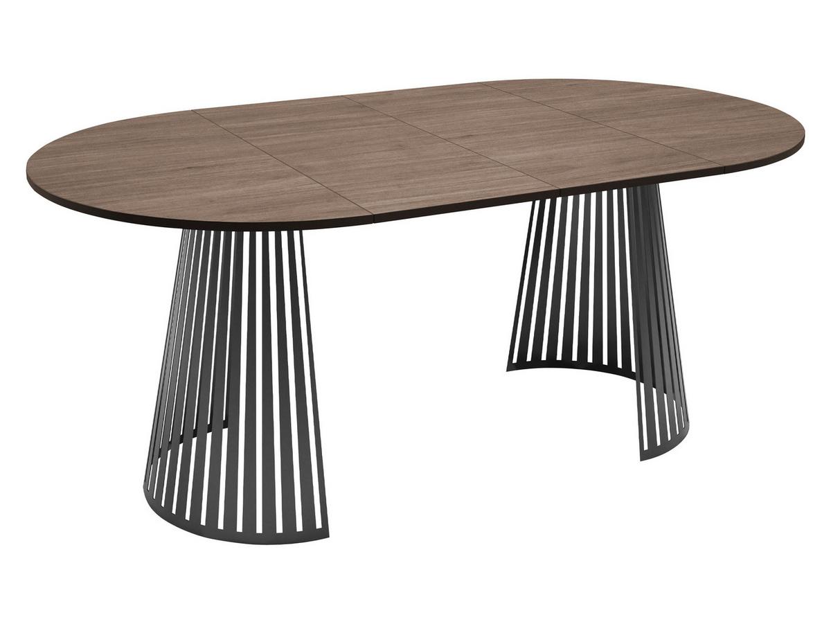 ESSTISCH ausziehbar Cone 100 - Nussbaumfarben/Schwarz, Holzwerkstoff/Metall (100/100/76cm) - MIRJAN24