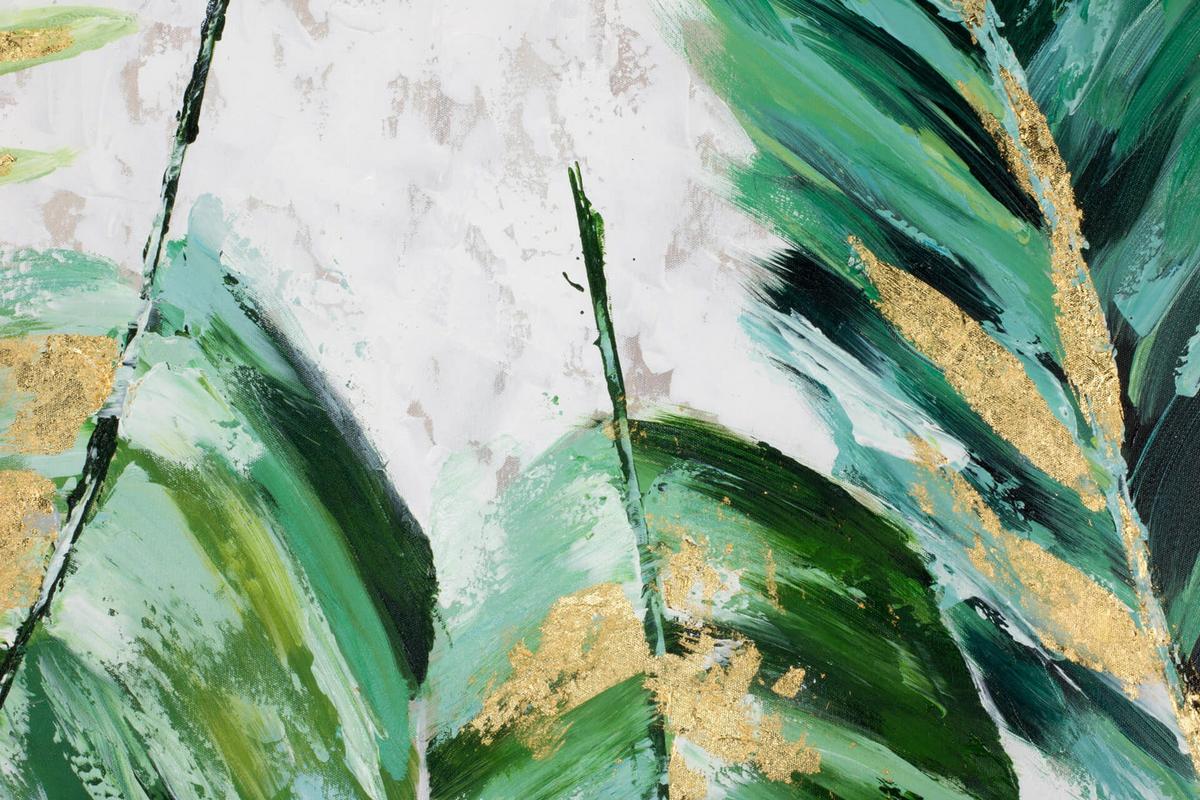 ACRYLBILD HANDGEMALT 90/90 cm - Weiß/Grün, Holz/Textil (90/90cm) - KUNSTLOFT