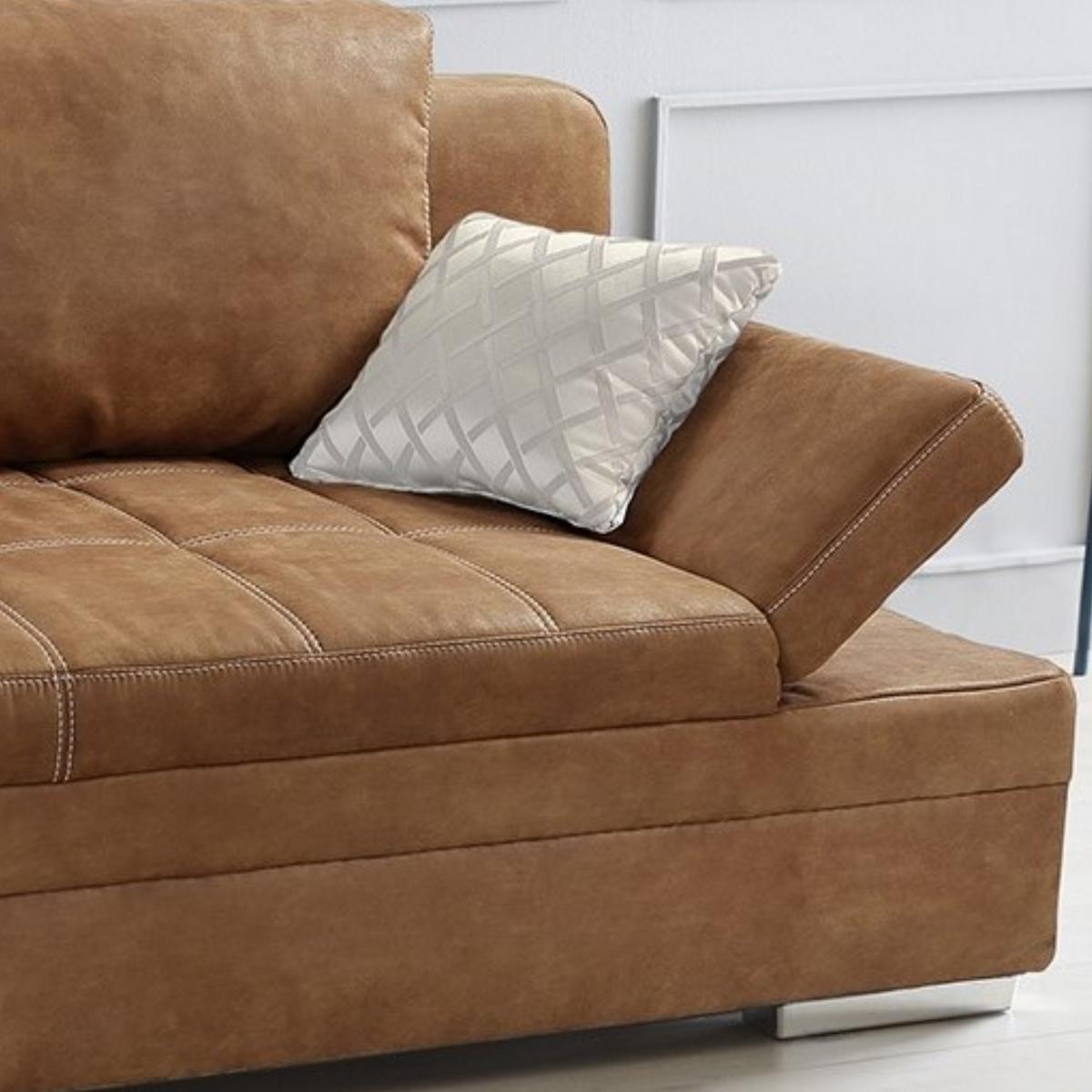 SCHLAFSOFA mit Bettkasten, Wellenfederung, Armlehnen verstellbar B200/T100/H84 cm, Liegefl.148x200 cm, Antikleder-Optik Mikrofaser Braun Curry / 15117 - Hellbraun/Chromfarben, Textil/Metall (200/84/100cm) - luma-home