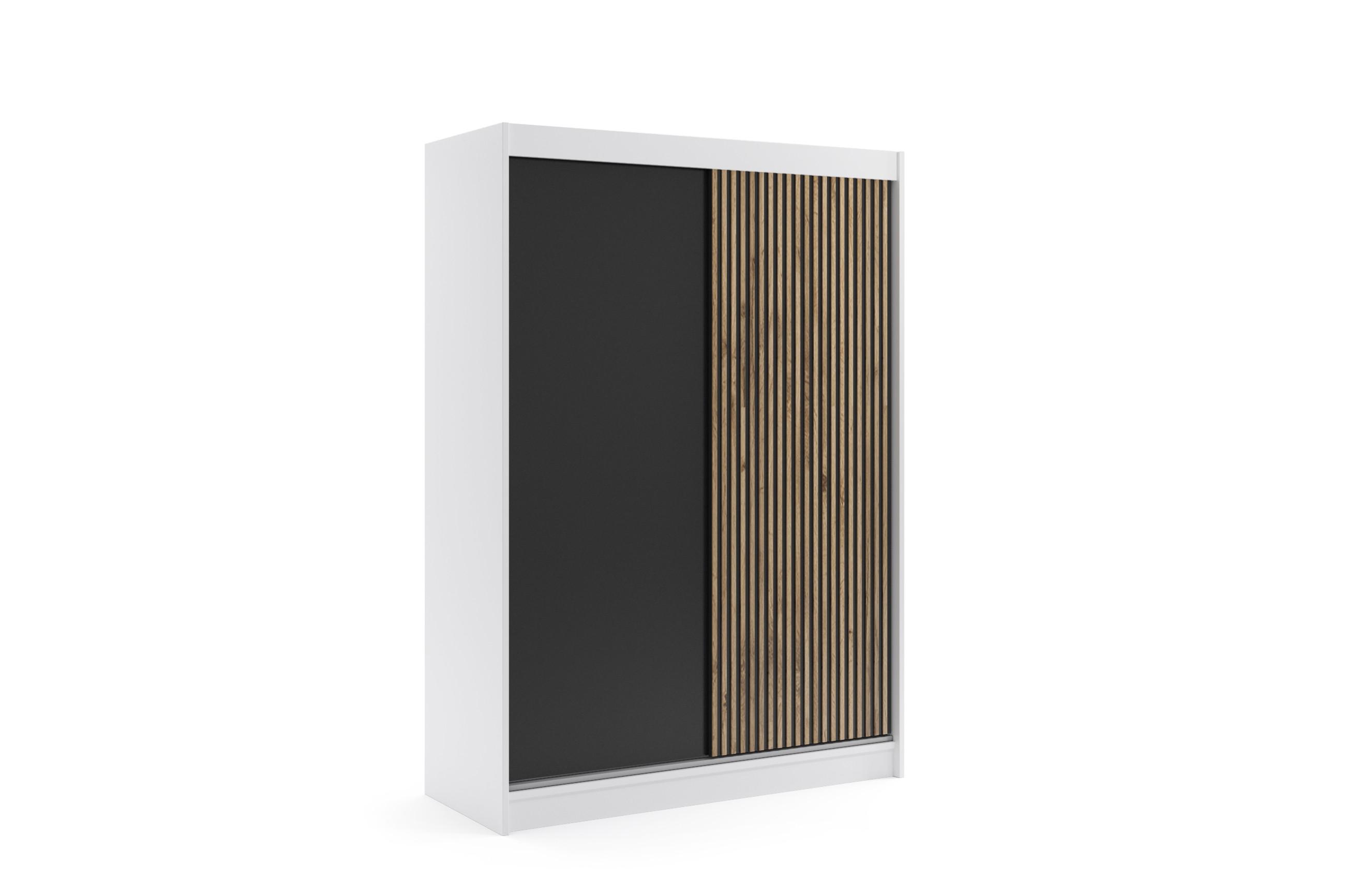 KLEIDERSCHRANK VILAN mit Lamel - 150 cm - Weiß|Eiche Wotan - Eiche Wotan/Weiß, Holzwerkstoff (150/215/61cm) - ALTDECOR