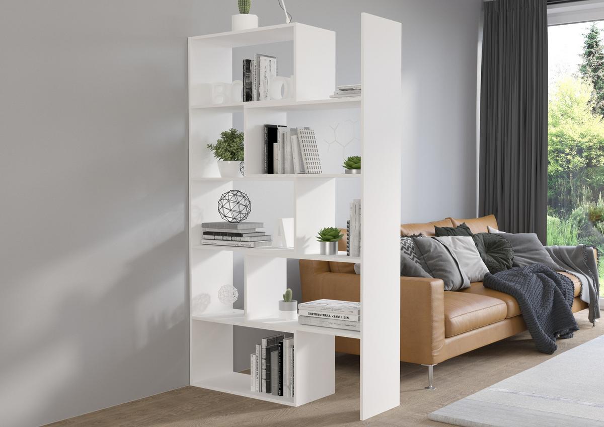 BÜCHERREGAL LORIS 125x33x188 cm, Regal Weiß - Weiß, Holzwerkstoff (125/188/33cm) - MASSENO