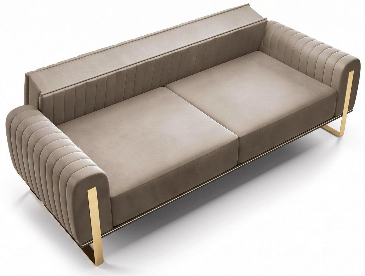 SOFA Parissa 228 cm - Beige/Goldfarben, Textil/Metall (228/79/92cm) - Selsey