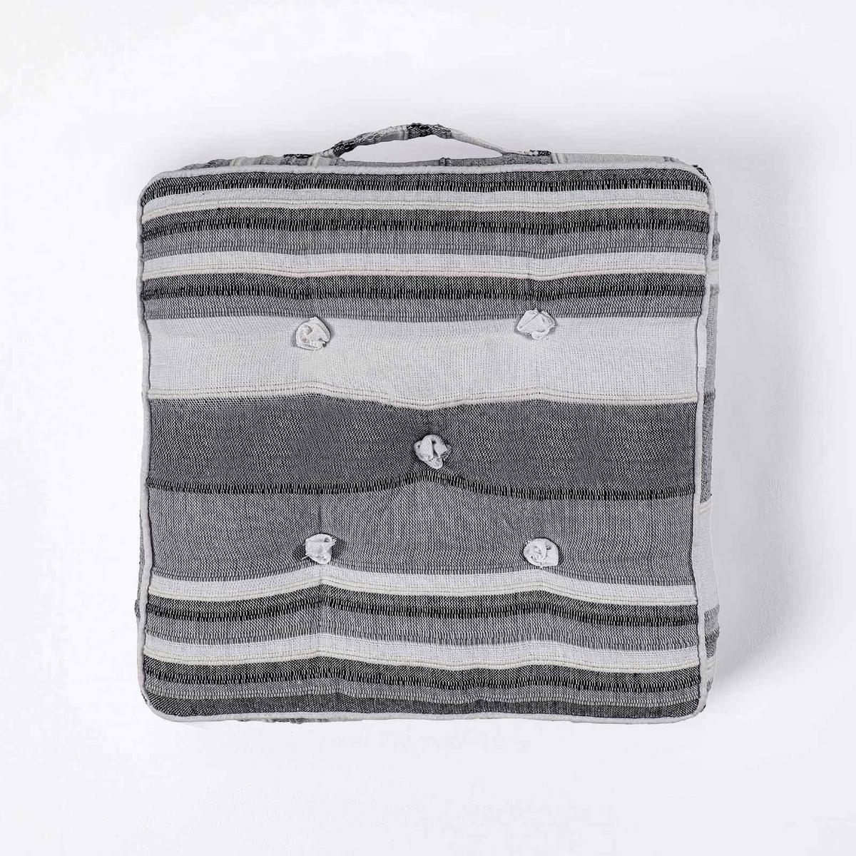 SITZKISSEN Morocco grau gestreift 40/40/8 cm - Grau, Textil (40/40/8cm) - Homescapes