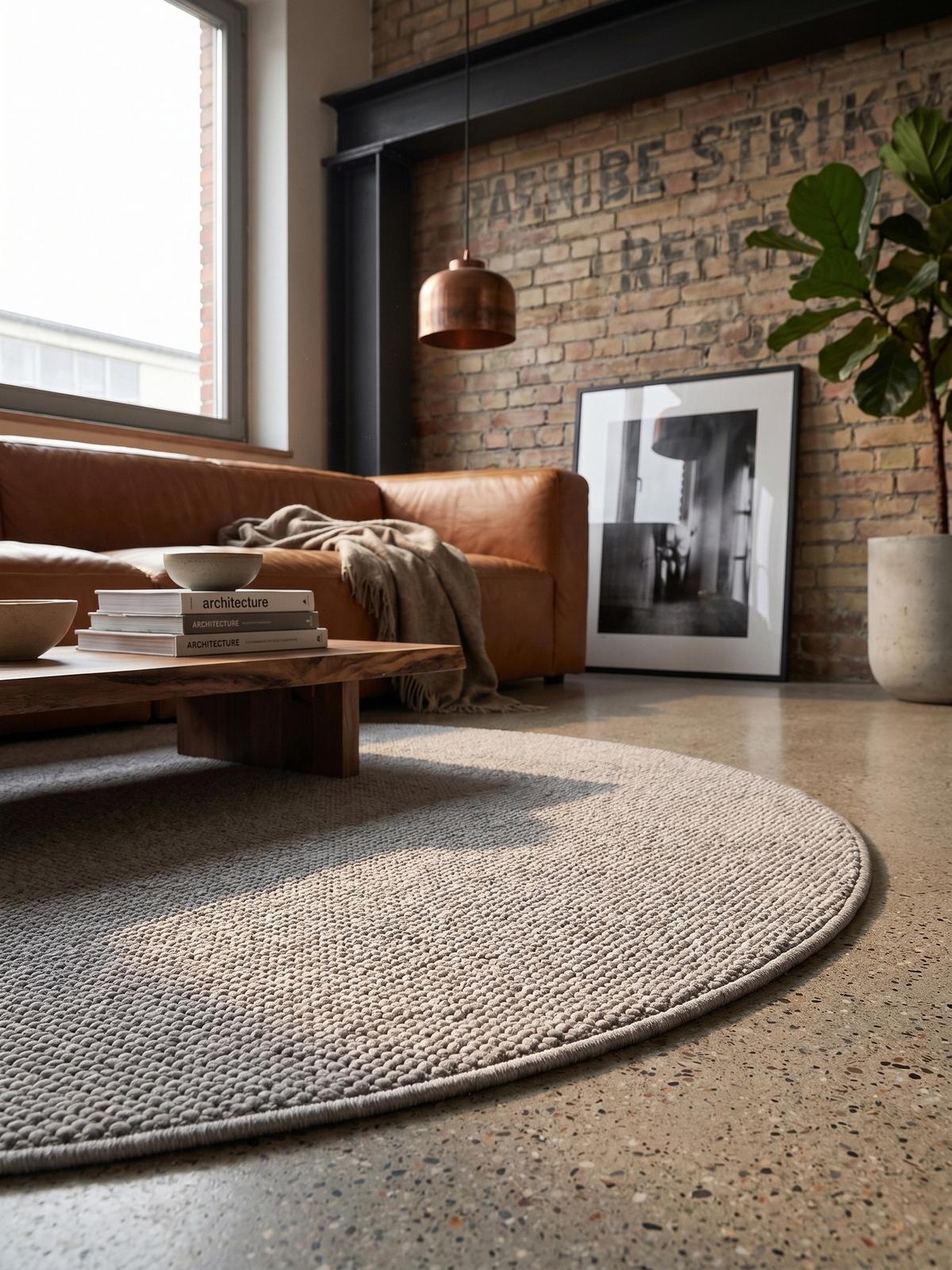 TEPPICH Flachgewebe LANGAU in Silber, meliert, Ø 120 cm - Silberfarben, Textil (120/120cm) - KADIMA DESIGN