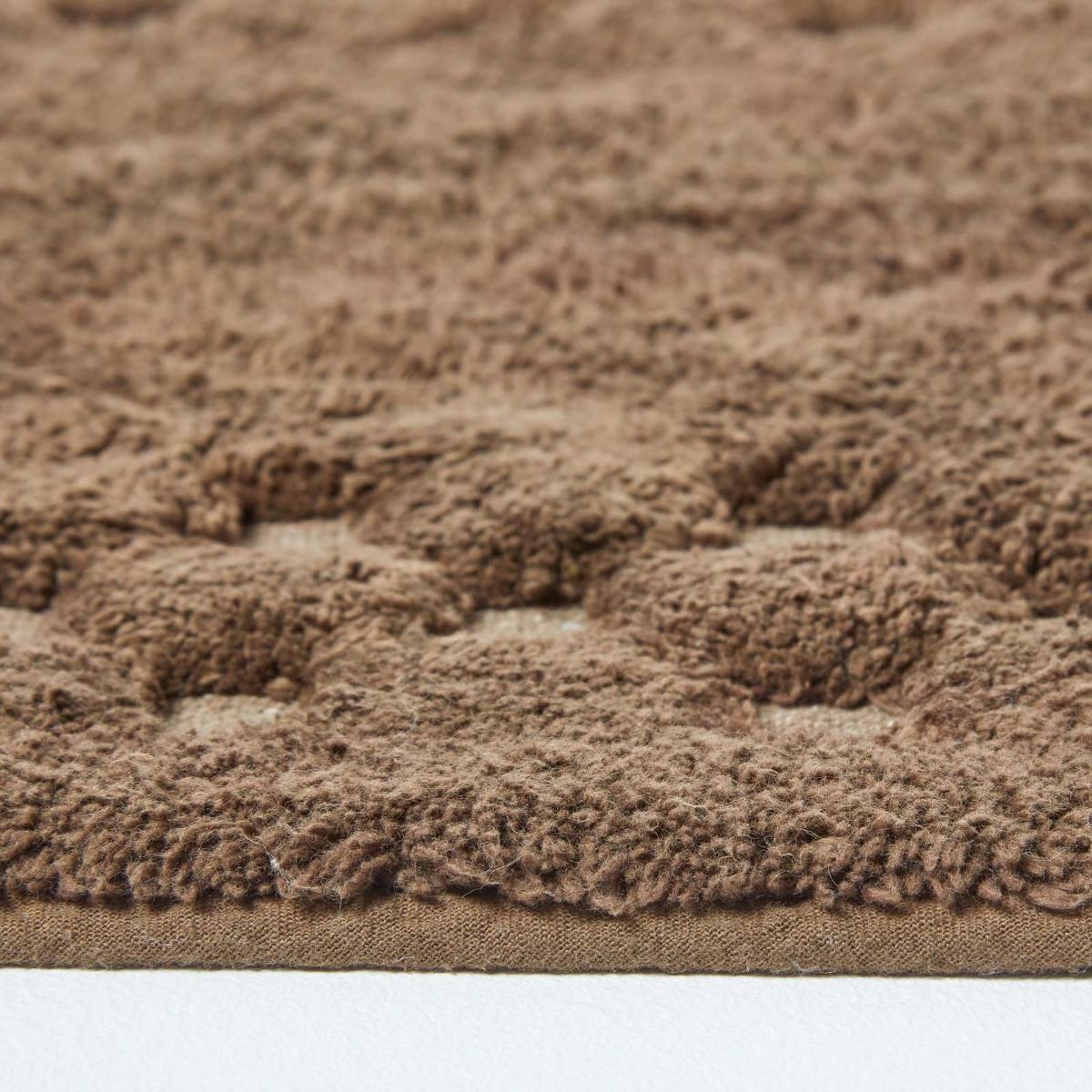 BADEMATTE 45/75 cm Karo-Bordüre, Baumwolle - Braun, Textil (45/75cm) - Homescapes