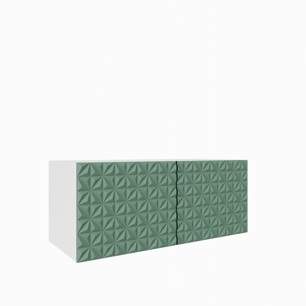 LOWBOARD ROVA 100/41/40 cm, Hängender TV-Schrank Weiß / Grün - Weiß/Grün, Holzwerkstoff (100/41/40cm) - MASSENO