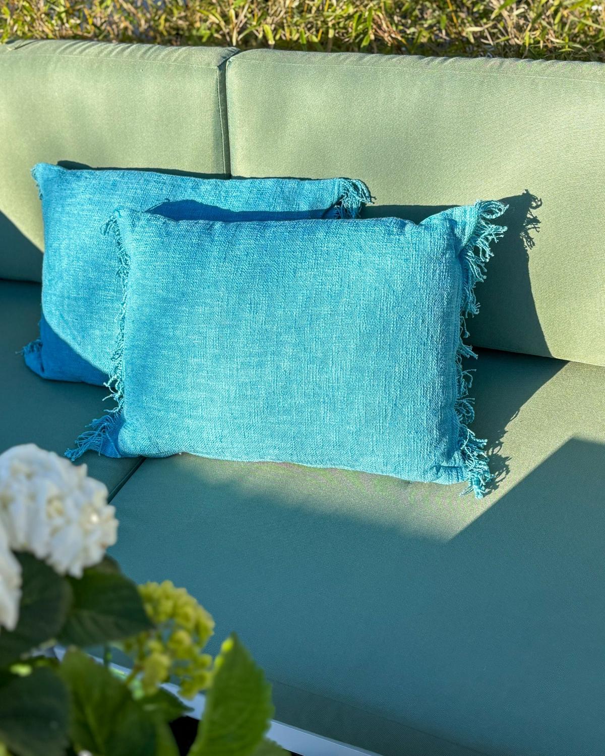 DEKOKISSEN 2er-Set Blau 50/35 cm Maba - Blau, Textil (35/50cm) - Beliani