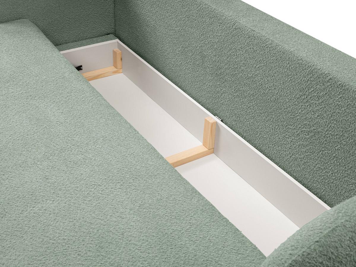 BETTSOFA AMICO Grün Bucle-Stoff mit Schlaffunktion - Grün, Holz (238/86.5/101cm) - MASSENO