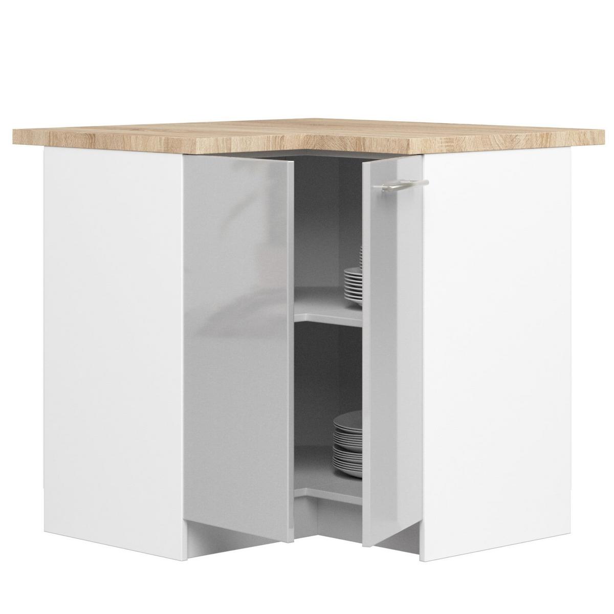 UNTERSCHRANK Weiß, Metallisch Glanz 85/90/46 - Silberfarben/Weiß, Holzwerkstoff (90/85/46cm) - RAUMHIRSCH FURNITURE