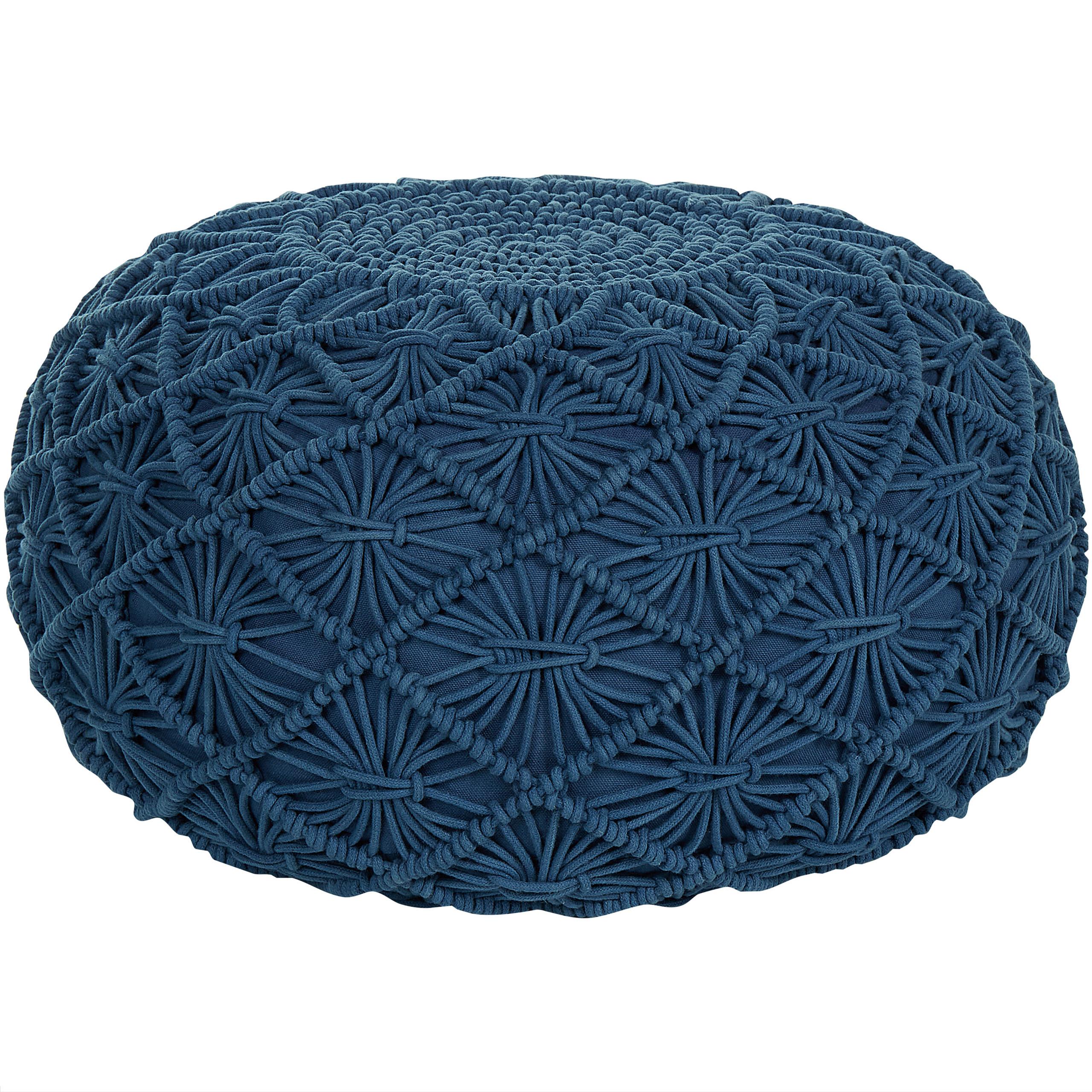 POUF Berkane 50/50/30 cm - Blau, Naturmaterialien/Textil (50/30/50cm) - Beliani